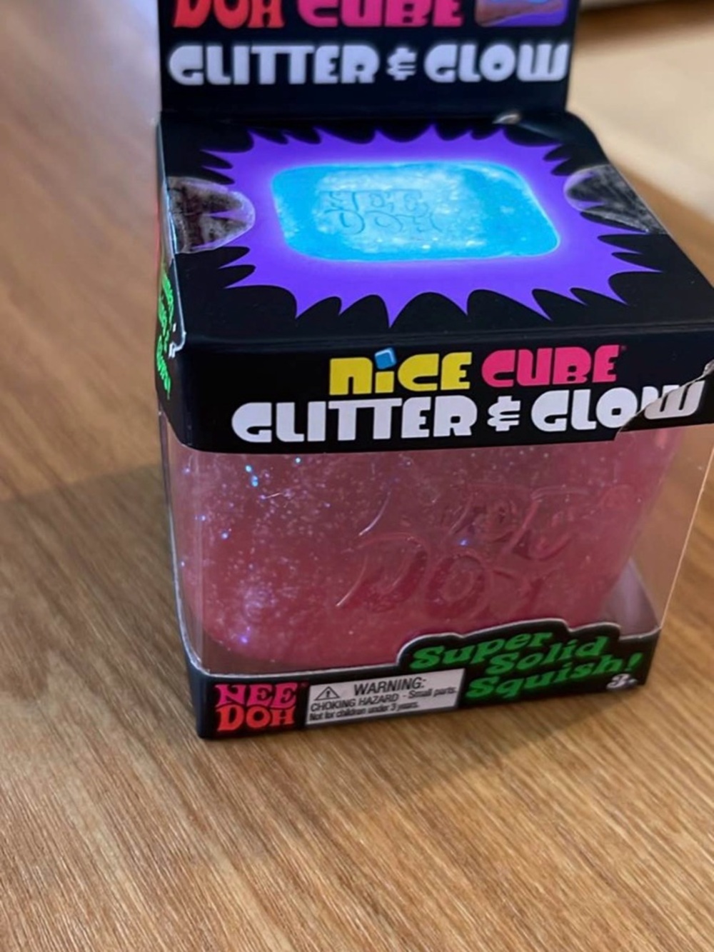 Glitter & Glow Pink Nice Cube Super Solid Squish Toy